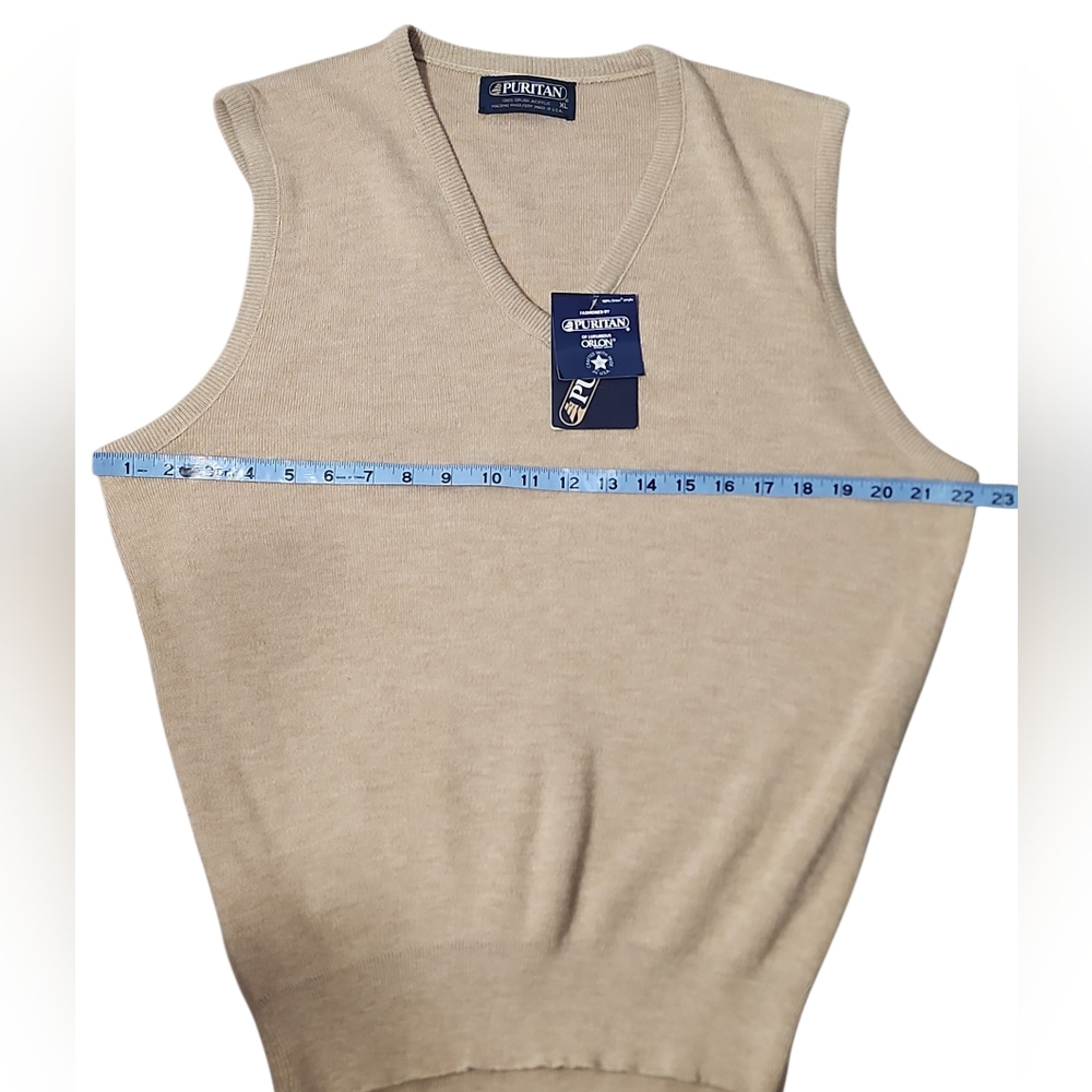 Puritan V neck Men's Knitted Beige Vest. Size XL. NWT - Picture 6 of 8